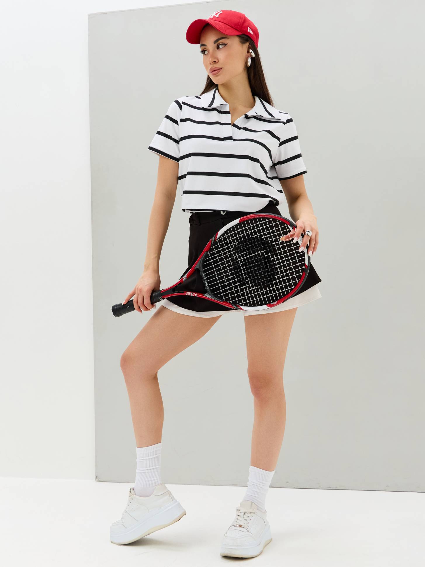 Футболка-поло в полоску с воротником 
